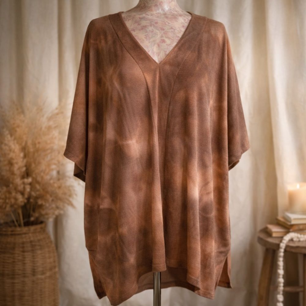 Oddy Anthropologie Tye‎ Dye Shift Top Brown One Size